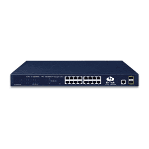 LN-M2-16P-2S+, un switch réseau Lintech managé L2 avec 16 ports Gigabit et 2 SFP+ non PoE.