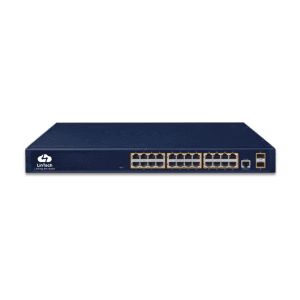 LN-M2-24P-2S+, un switch réseau Lintech managé L2 avec 24 ports Gigabit et 2 SFP+ non PoE.